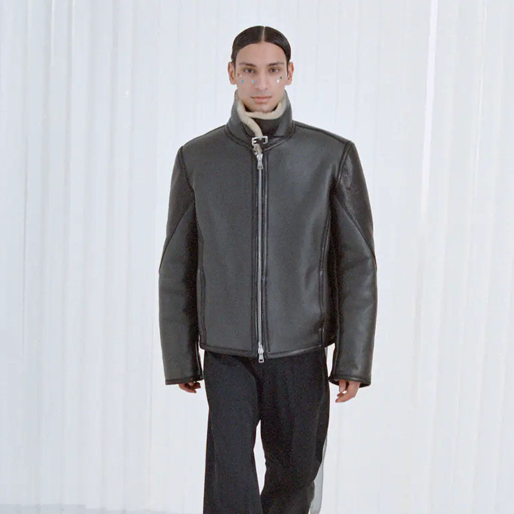 New Men Brown Flying B3 Sheepskin Trimmed Shearling Leather Jacket