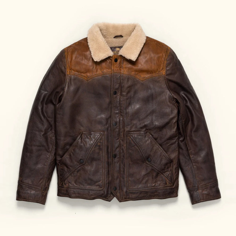 Brown Sheepskin Pilot Shearling B3 Bomber Leather Jacket