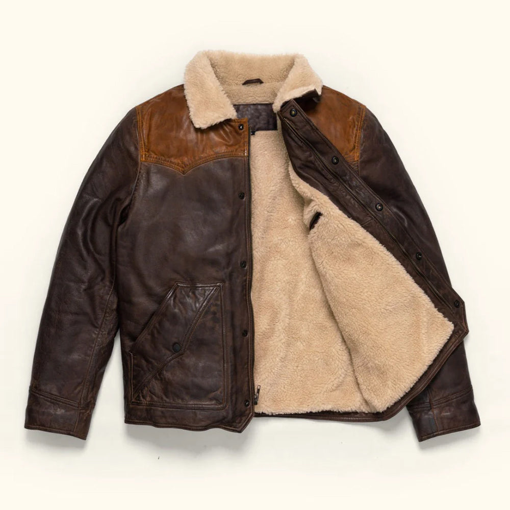 Brown Pilot Shearling B3 Bomber Leather Jacket