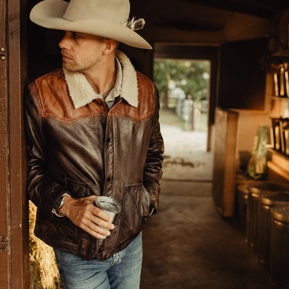 Men's Brown Sheepskin Pilot Shearling B3 Bomber Leather Jacket