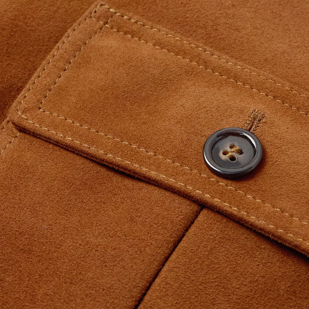 Men's Western Bomber American jacket Real Cowboy Brown Suede Leather Shirt