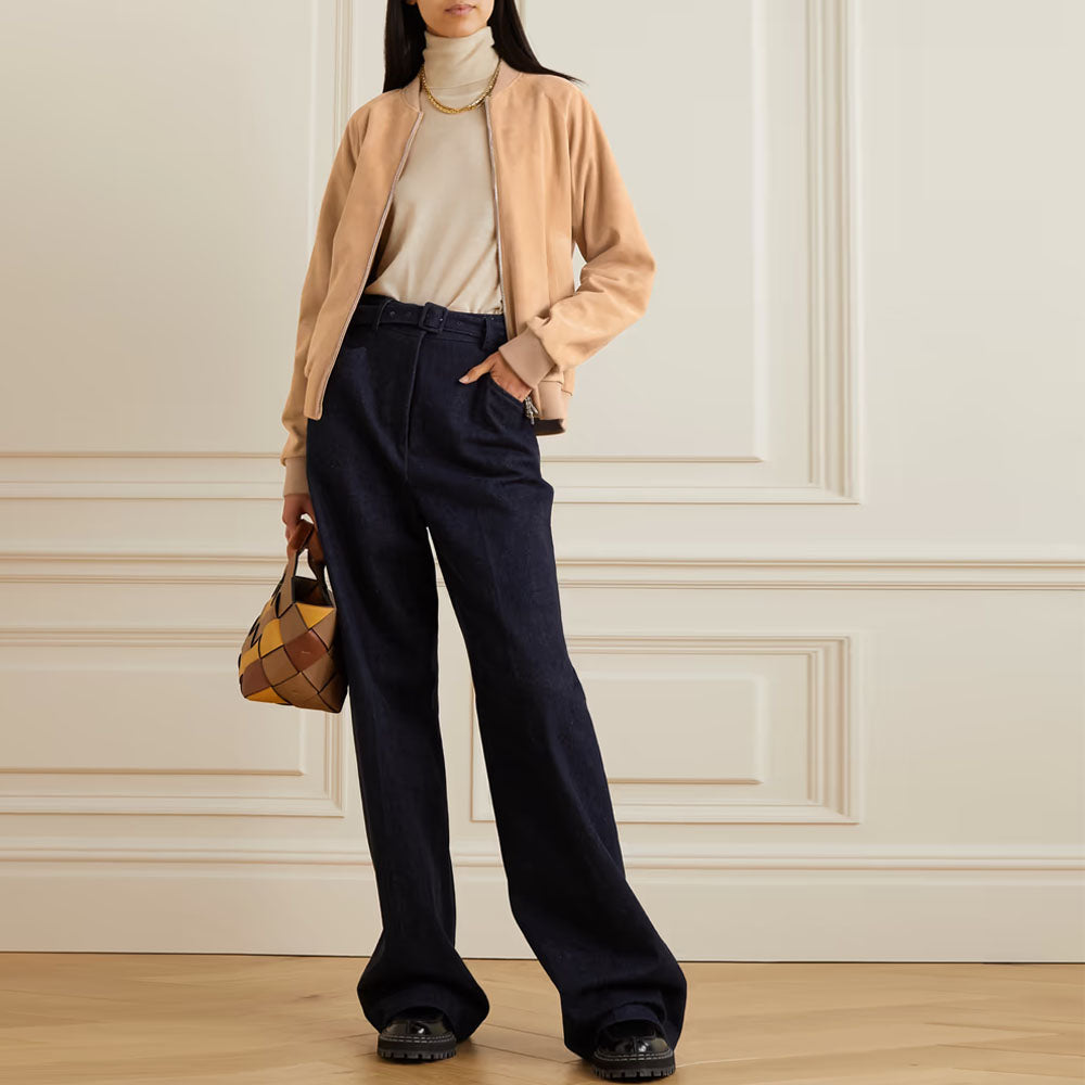 New Beige Western Women's Suede Jacket