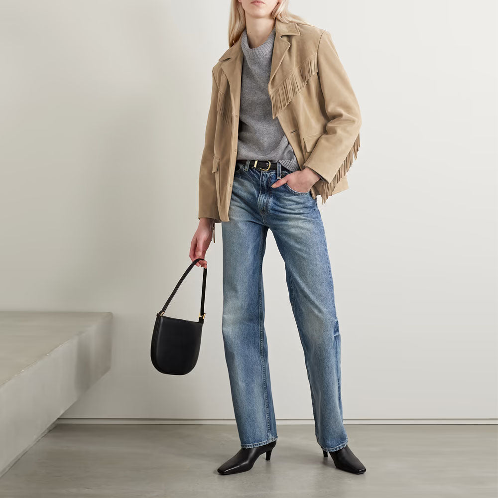 New Cowboy Beige Western Leather Suede Jacket