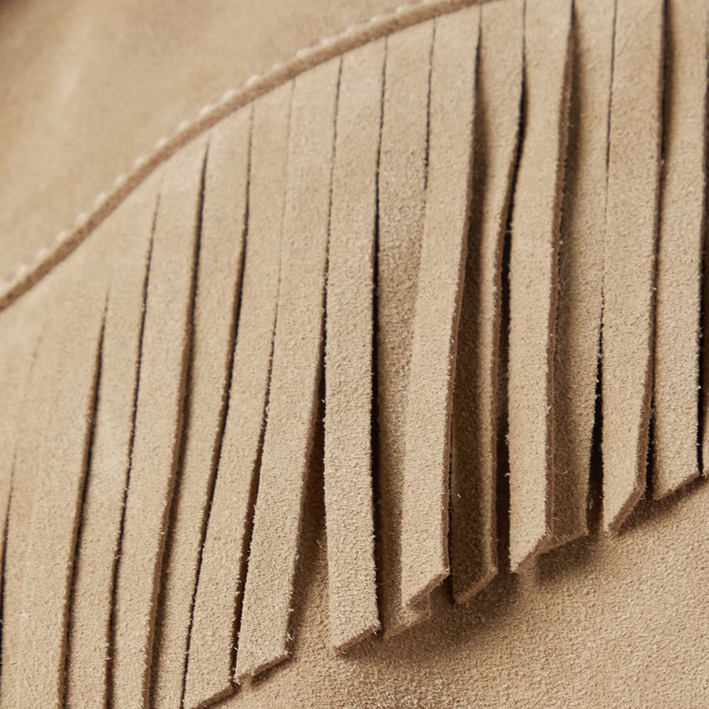 New Women Beige Western Leather Suede Jacket