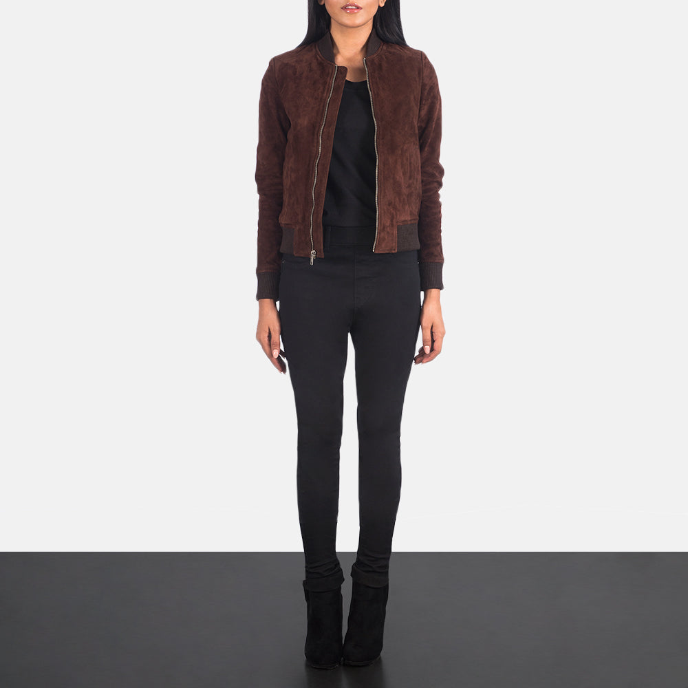 New Brown Bomber Western Suede Leather Jacket