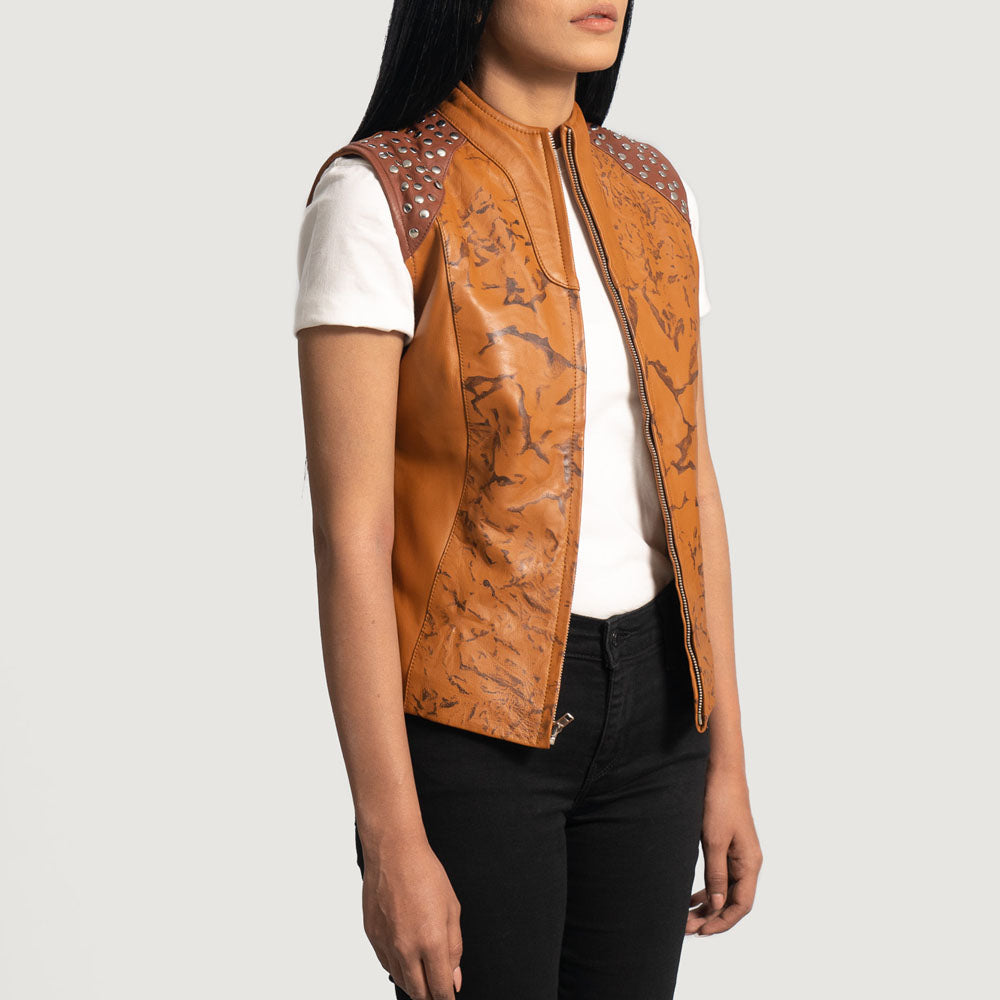 New Brown Lambskin Biker Leather Vest