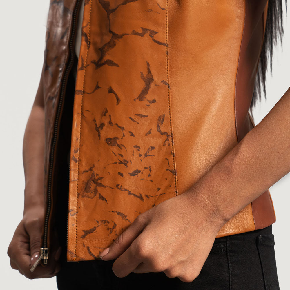 New Women's Brown Biker Leather Vest
