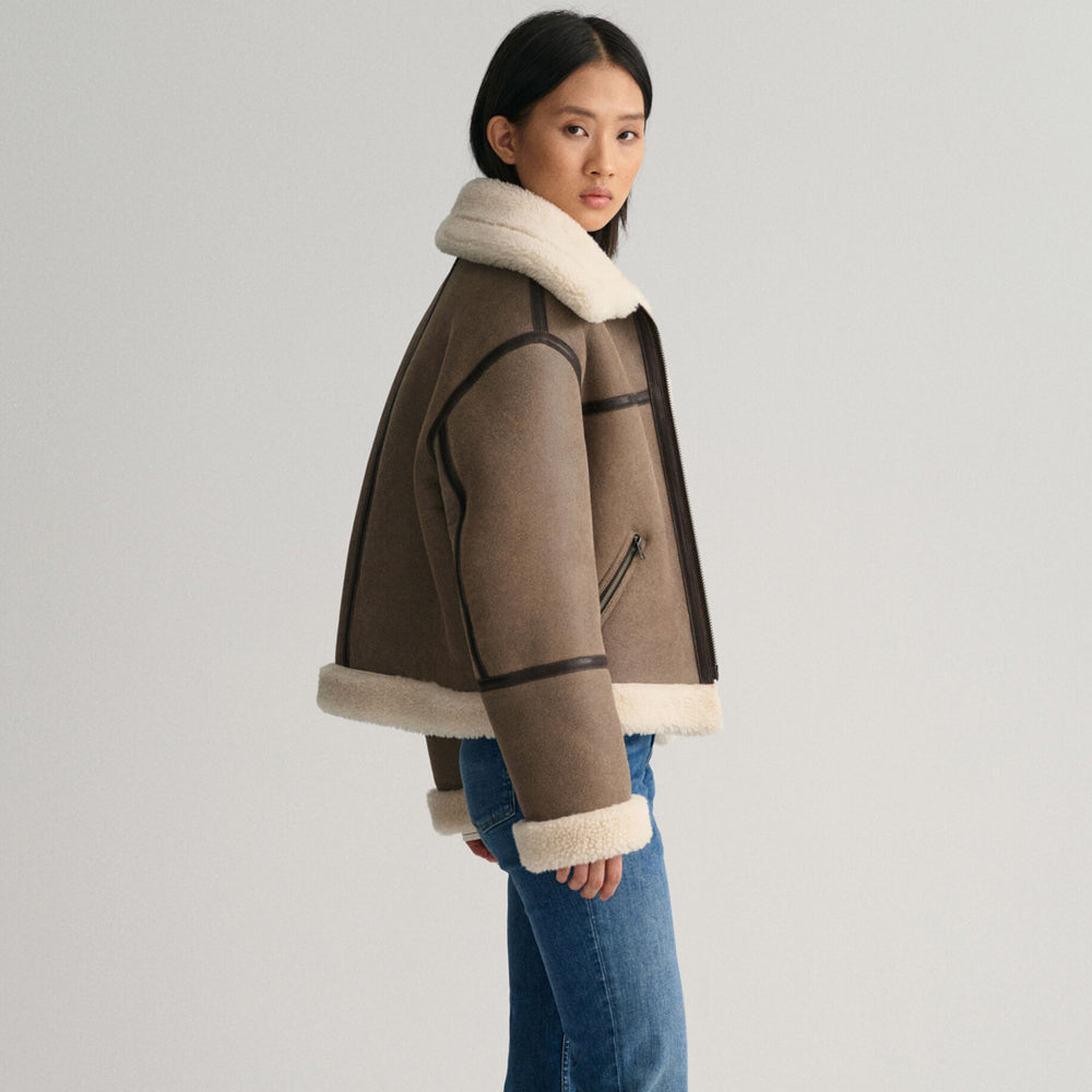 Women's Brown Sheepskin B3 Shearling Leather Jacket