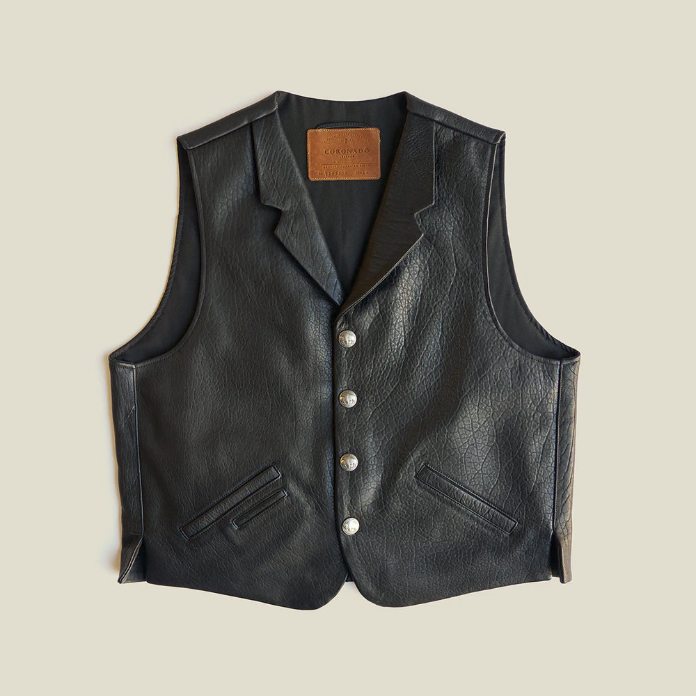Men's Black Bison Leather Vest | Western CCW – sheepskinleathers Men's Black Bison Leather Vest | Western CCW – sheepskinleathers