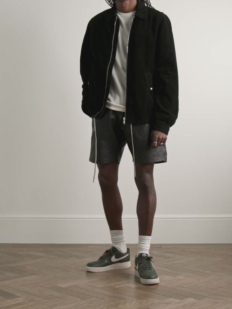 Drawstring Lambskin Leather Shorts For Men