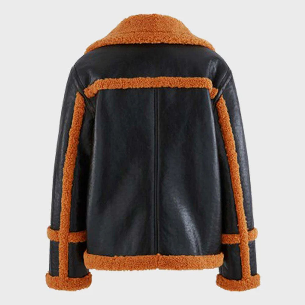 Mens Shearling Black Sheepskin Leather Jacket