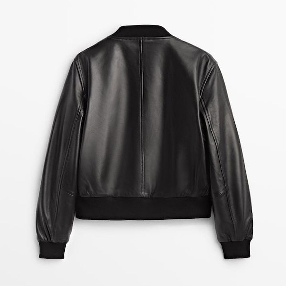 New Women Westa A-2 Black Sheepskin Leather Bomber Jacket