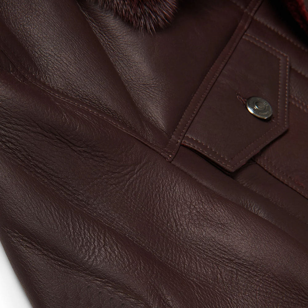 Men Trucker Aviator Sheepskin B3 Fur Shearling Leather Jacket