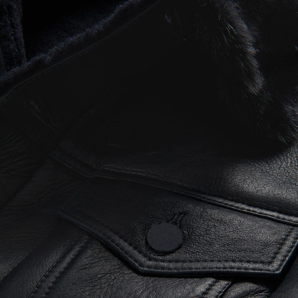 Men Aviator B3 Sheepskin Fur Collar Styled Shearling Leather Jacket