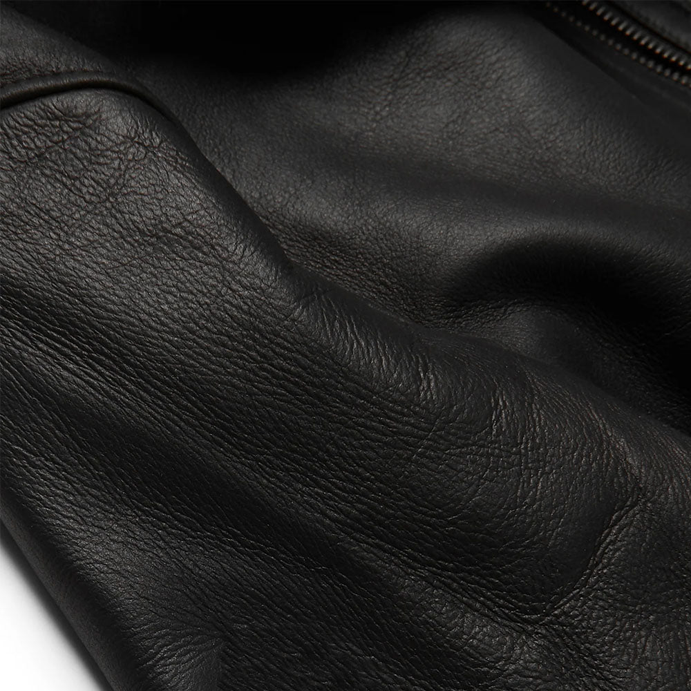 Men's Black Bomber Aviator Fur Sheepskin Pilot Shearling Leather Jacket