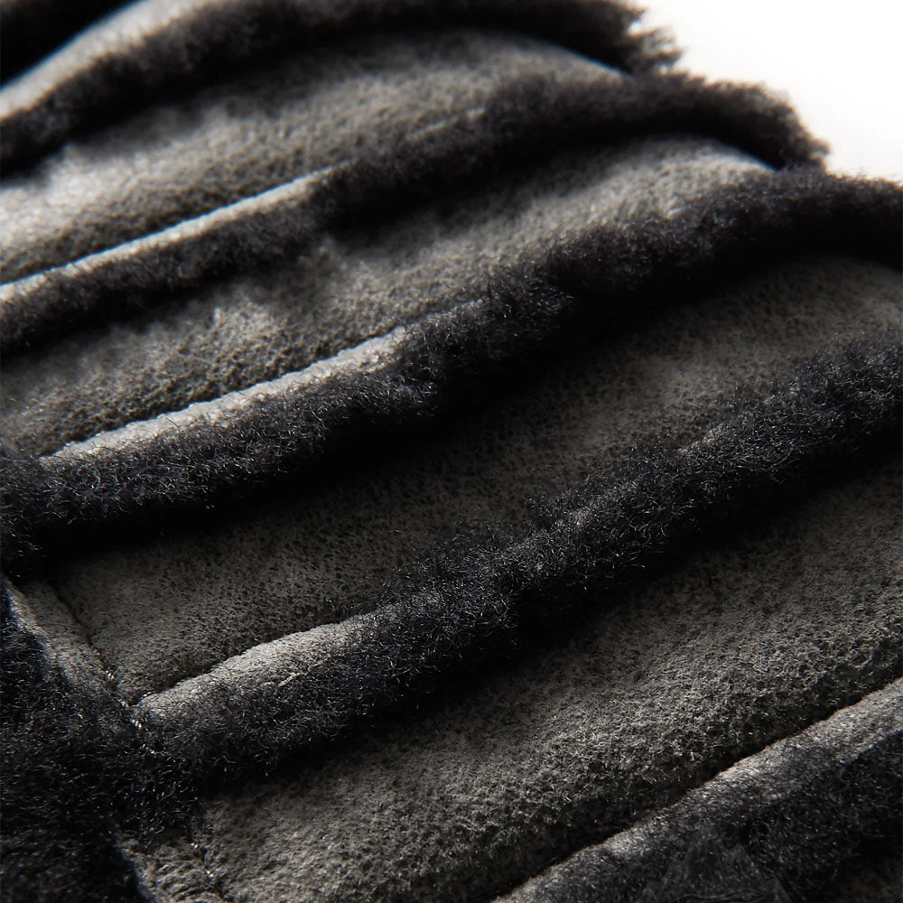 Gray B3 Flight Shearling Fur Collar Aviator RAF Sheepskin Leather Jacket