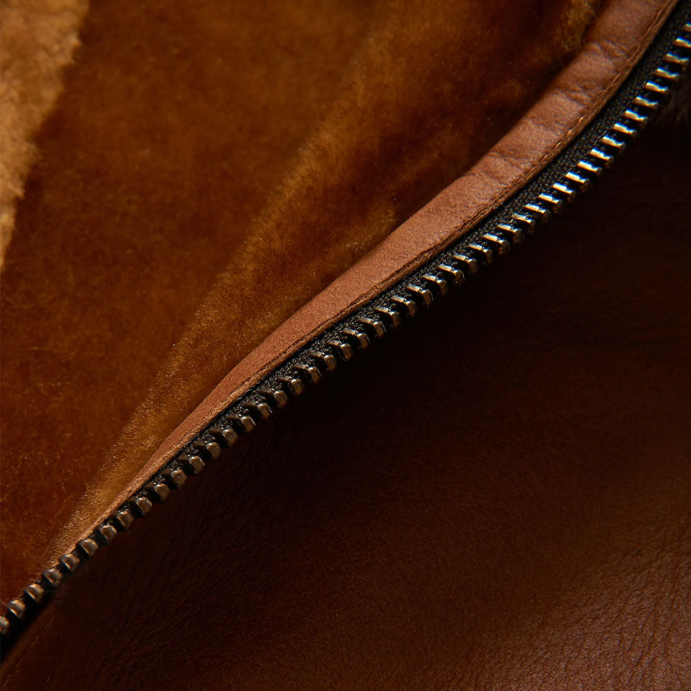 Brown Bomber Aviator Sheepskin Fur Collar B3 Leather Jacket