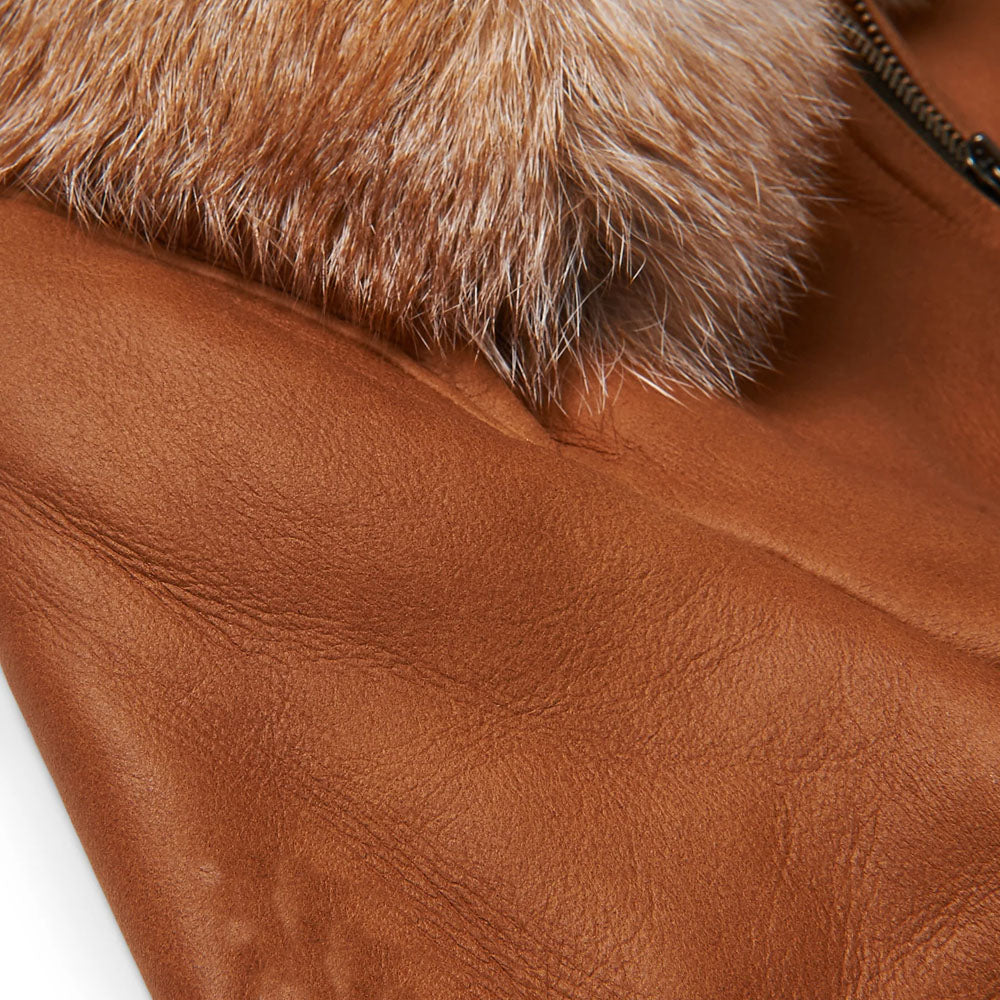 Men Bomber Aviator Sheepskin Fur Collar B3 Leather Jacket