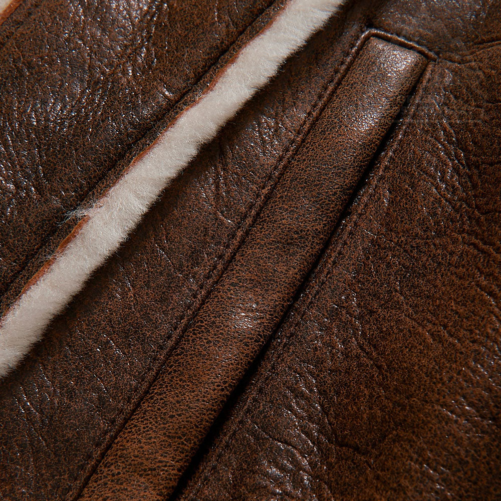 Men Aviator Flight Sheepskin Fur Pilot B3 Shearling Leather Jacket