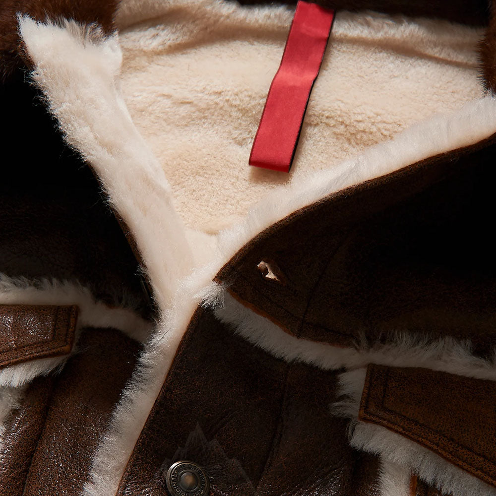 Men Brown Aviator Flight Sheepskin Pilot B3 Shearling Leather Jacket