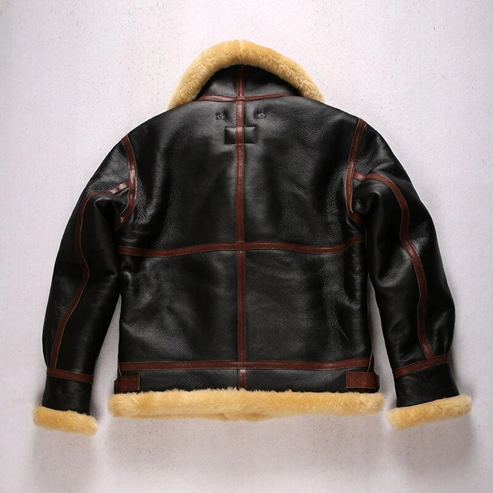 Men B3 Bomber Sheepskin Aviator Airforce Shearling Leather Jacket