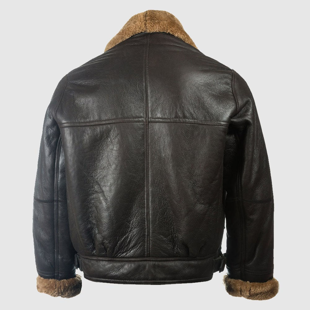 Men B3 Bomber Shearling Flight RAF Leather Jacket