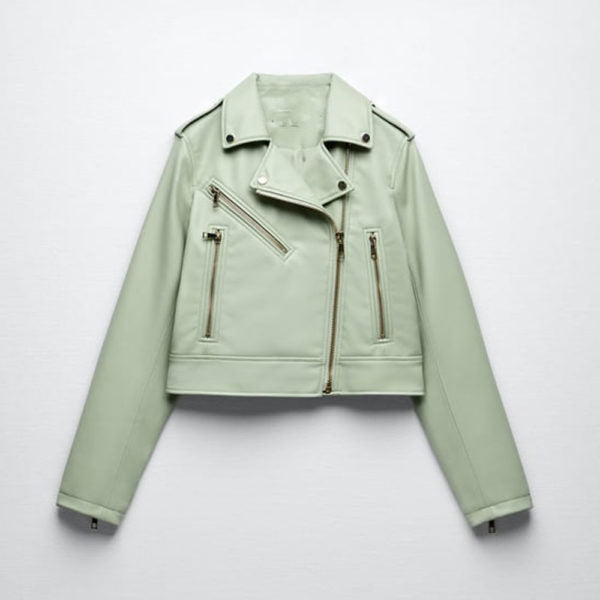 New Women Lambskin Motorcycle Leather Biker Jacket