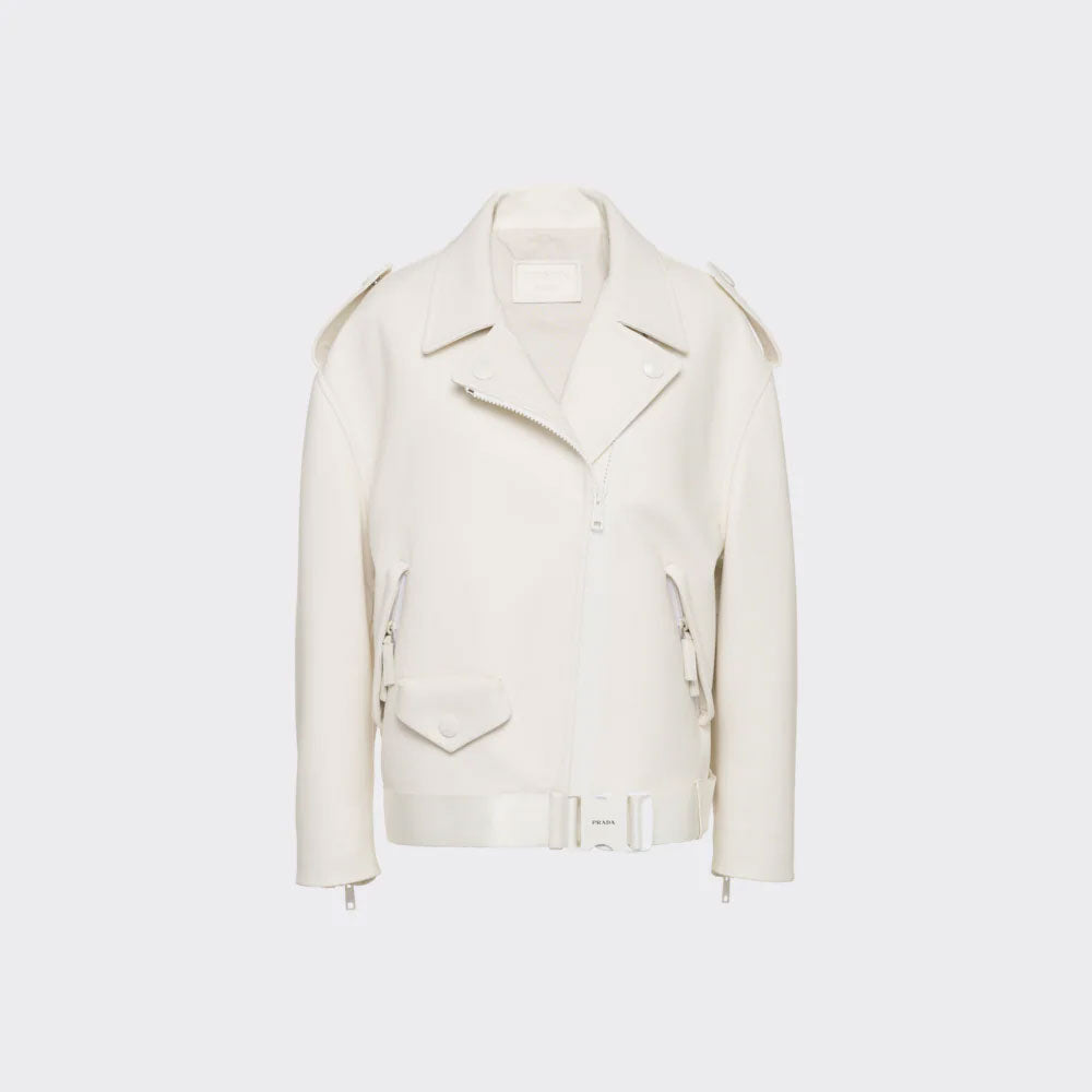 New White Women's Sheepskin Leather Motorbike jacket