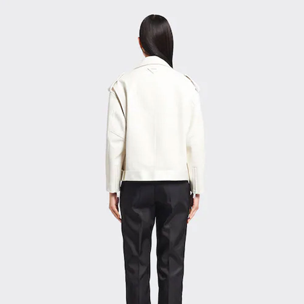 New White Women's Sheepskin Leather Motorbike jacket