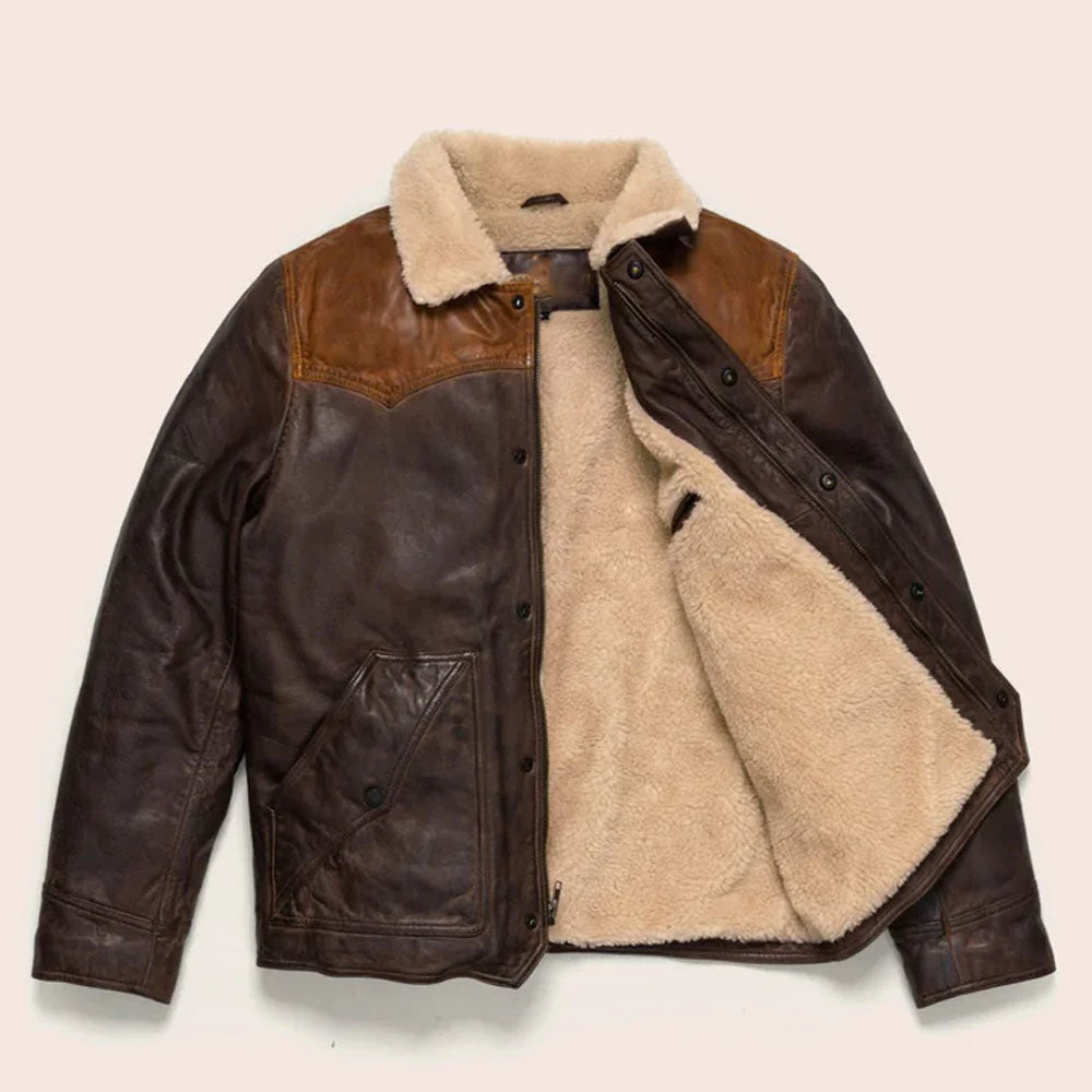 Double Tone Brown Sheepskin Leather Jacket