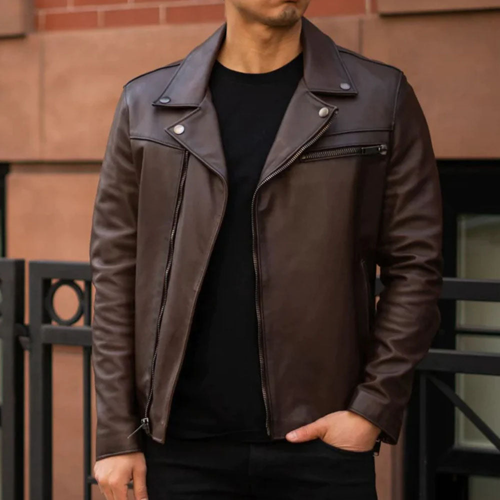 Men Racer Motorbike Leather Jacket