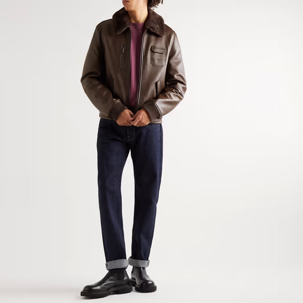 Men B3 Airforce Sheepskin Bomber Flying RAF Shearling Leather Jacket