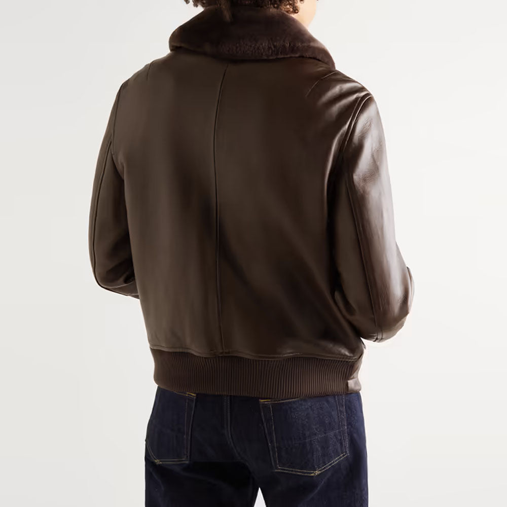 Men B3 Airforce Sheepskin Bomber RAF Brown Shearling Leather Jacket