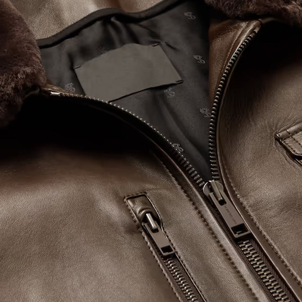 B3 Airforce Sheepskin Bomber Flying RAF Brown Shearling Leather Jacket