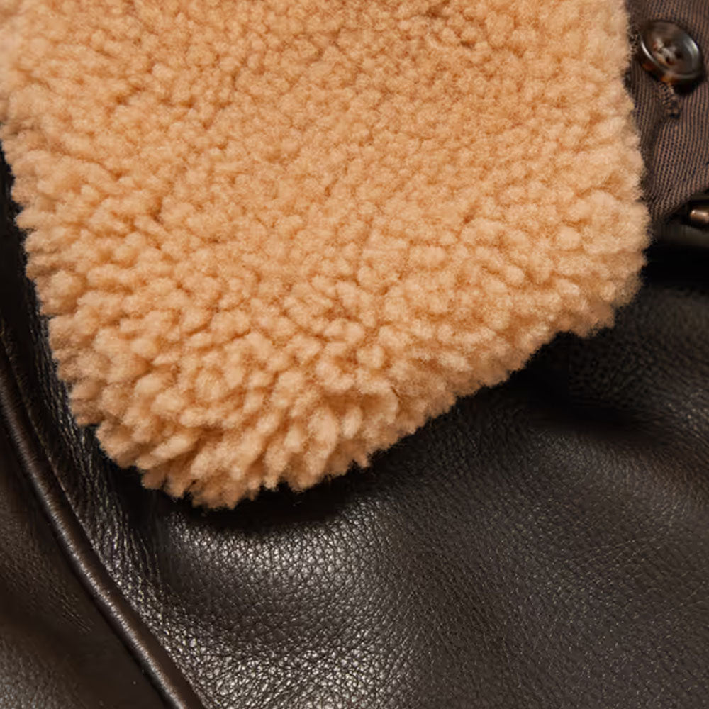 Aviator Bomber Sheepskin Flying Airforce Fur Collar Shearling Leather Jacket