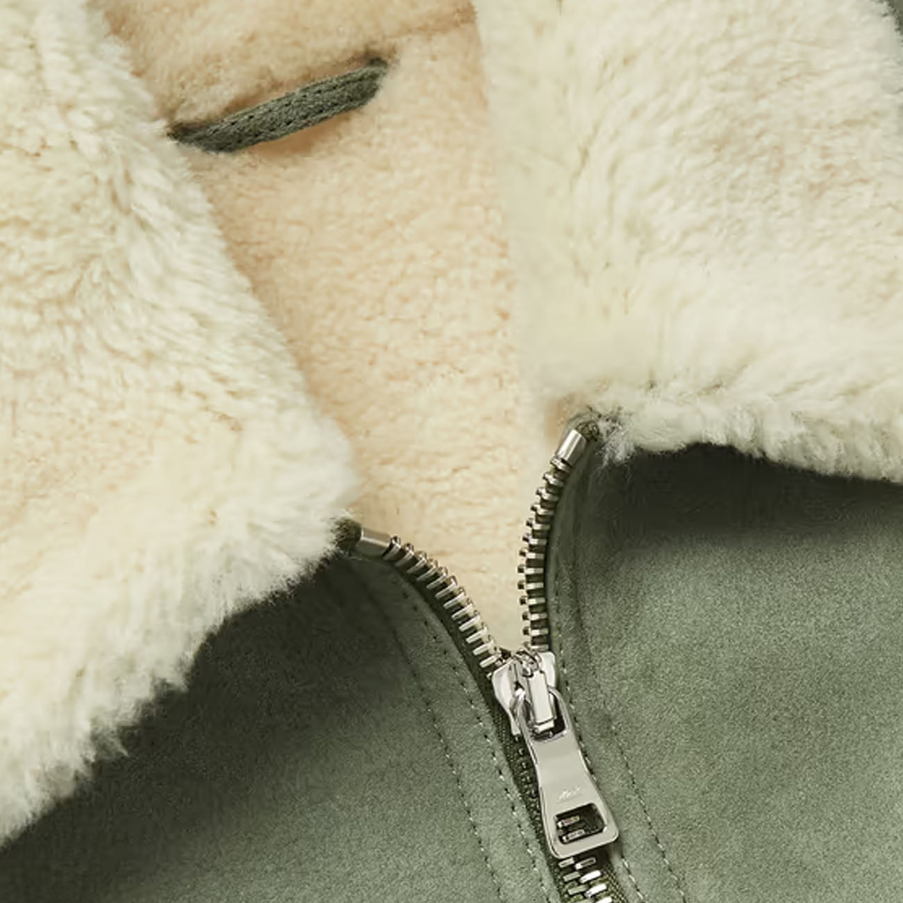 Men Sheepskin B3 Bomber Flying Green Shearling suede Leather Jacket