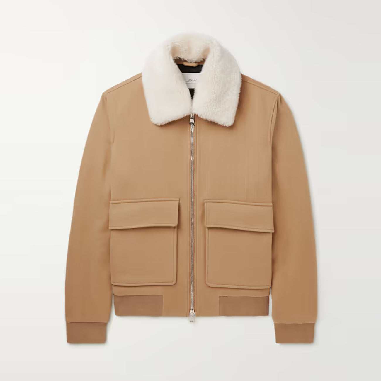 Men Aviator Bomber Trimmed Wool RAF Brown Flight Shearling Leather Jacket