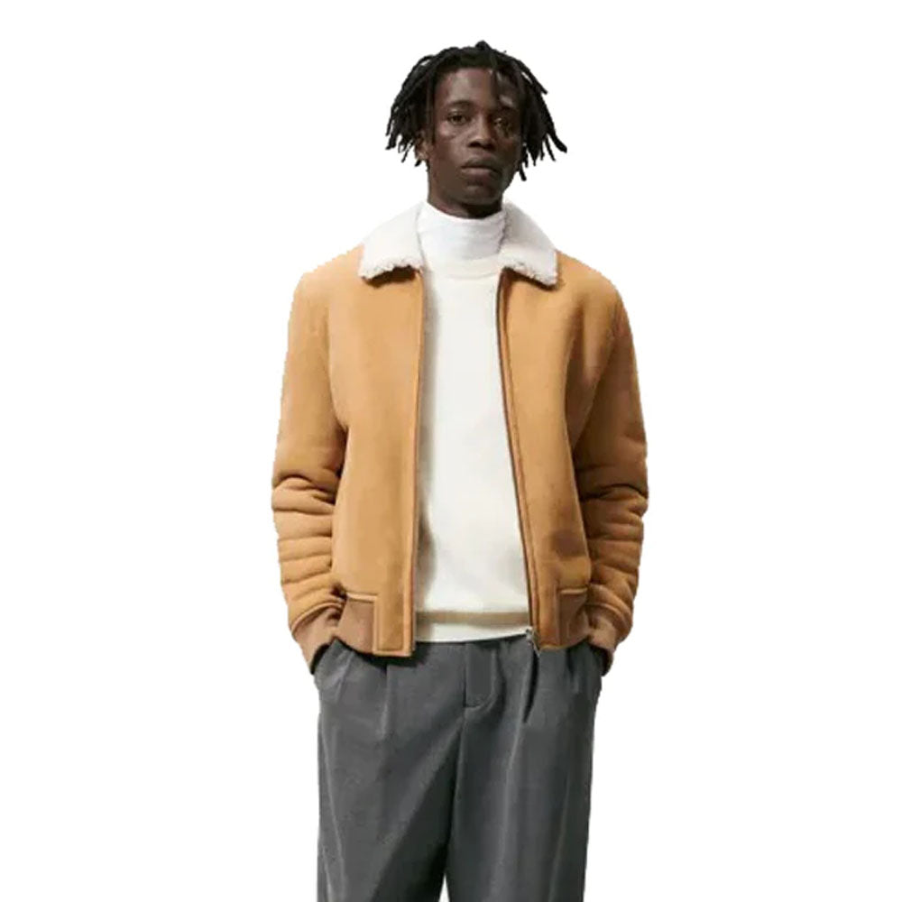 Men Bomber B3 Airforce Flight Fur Sheepskin Shearling Leather Jacket