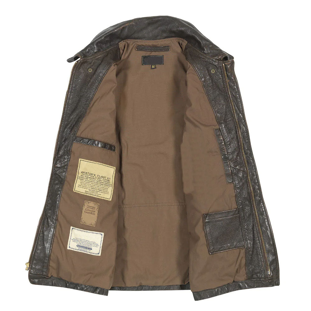 Brown Aviator Military A-2 Airforce Flight Bomber Leather Jacket