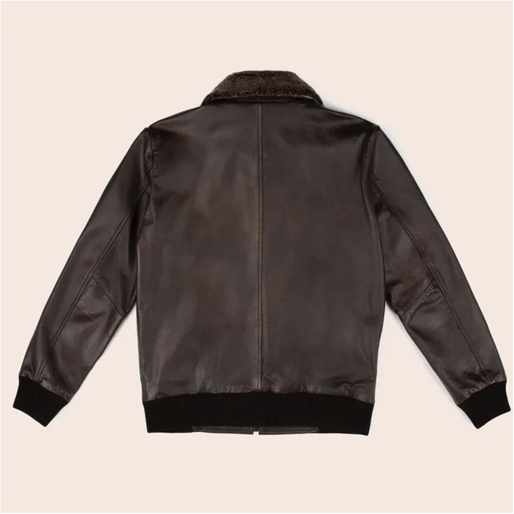 Men's Brown Flight Military G-1 Aviator Bomber Leather Jacket