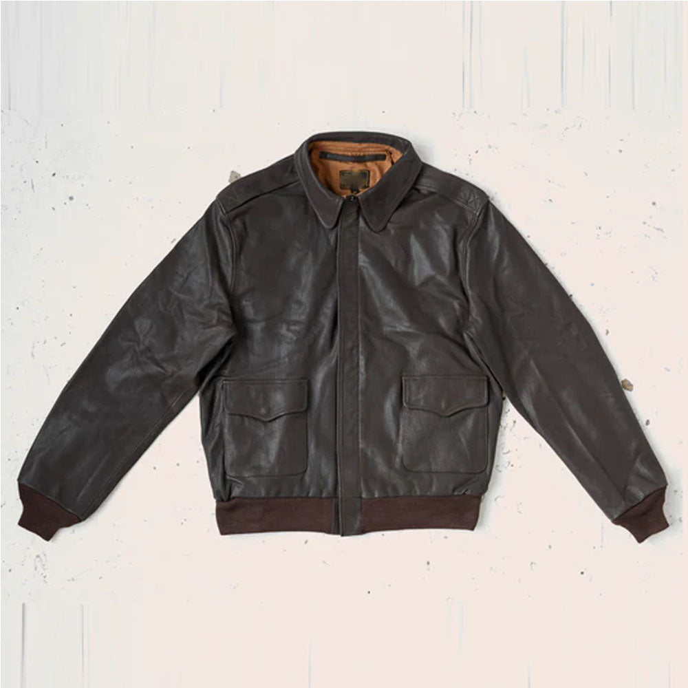 Aviator Horseskin Military Flight Pilot A-2 Brown Bomber Leather Jacket