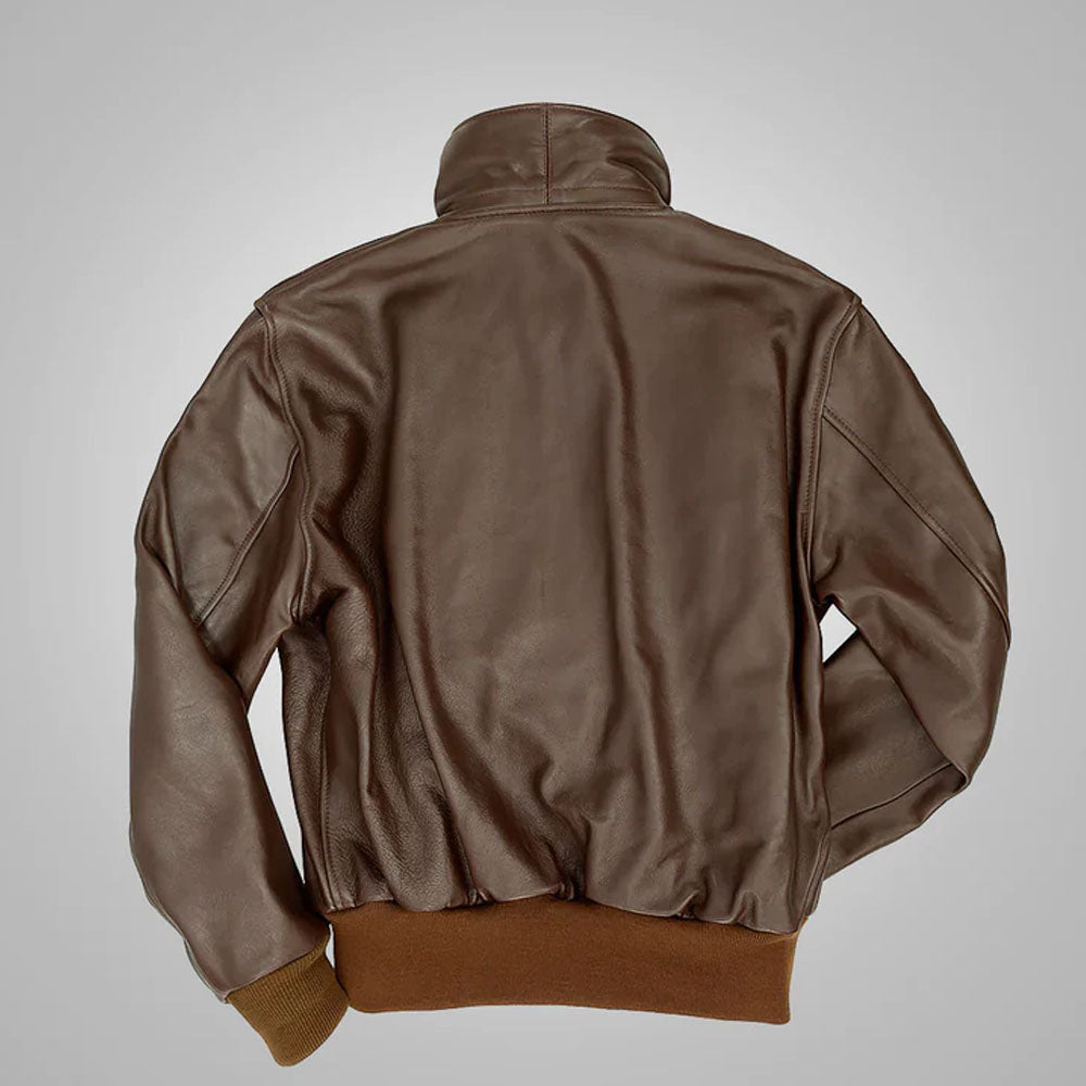 Men Aviator Flying Sheepskin A-2 Airforce Military Bomber Leather Jacket