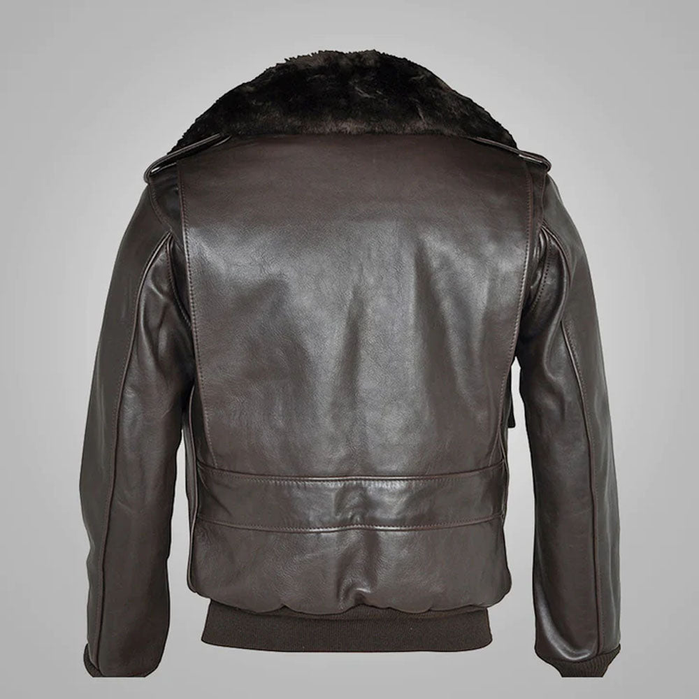 Men Brown Bomber G-1 Military Pilot Leather Jacket