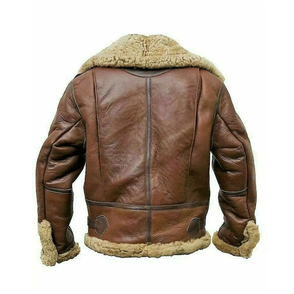 Aviator Sheepskin B3 Flight Bomber Pilot RAF Flying Shearling Leather Jacket