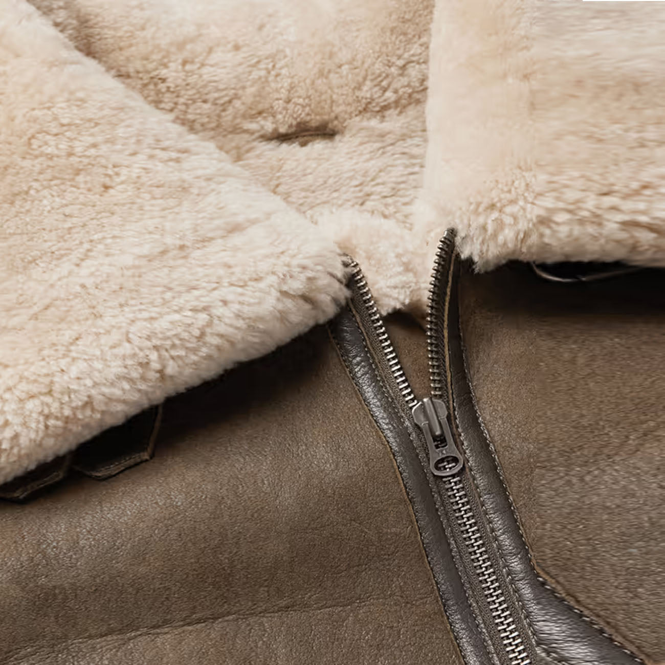 Men Sheepskin Aviator Flight Brown Fur Shearling Leather Jacket