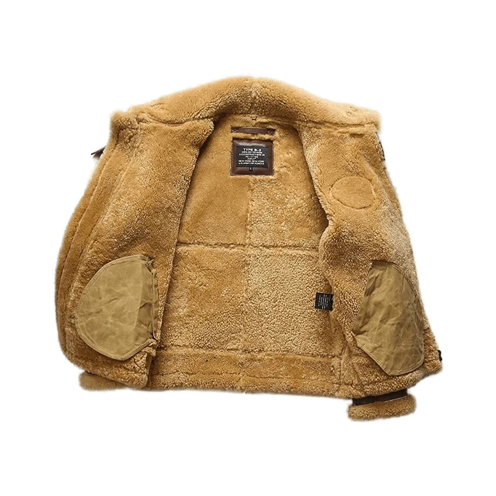 Mens Double Tone Classic Vintage B3 Sheepskin Flight Jacket