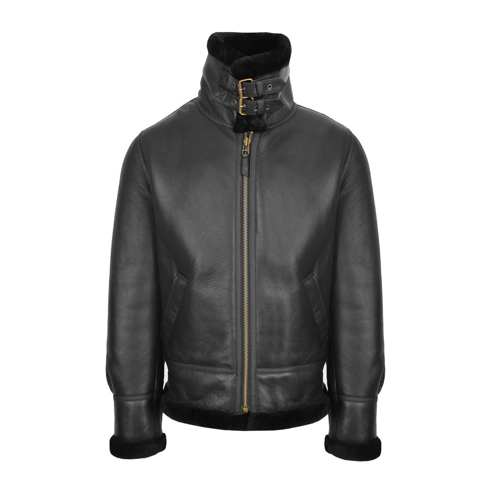 Men Sheepskin Flying B3 Original Shearling Black Leather Jacket