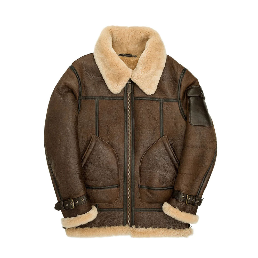 Sheepskin Flying Aviator Bomber B3 Shearling Leather Jacket
