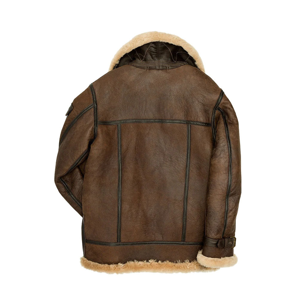 Sheepskin Flying Aviator Bomber Brown Shearling Leather Jacket