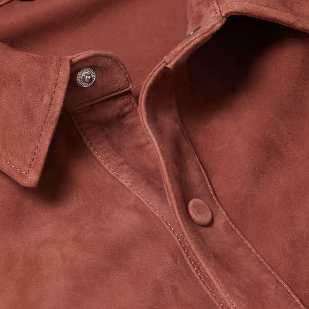 Men's Lambskin Suede Leather Shirt Jacket